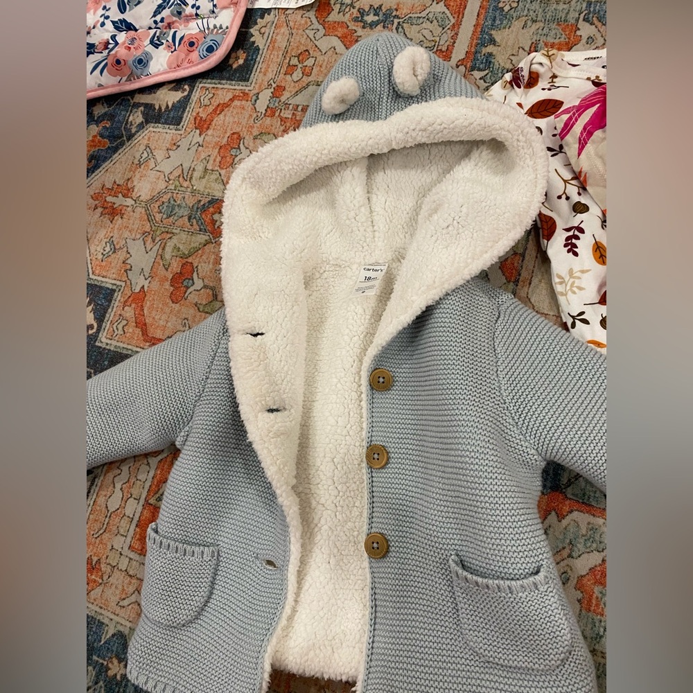 Carter's Gray and White Sherpa Jacket Cozy Outerwear